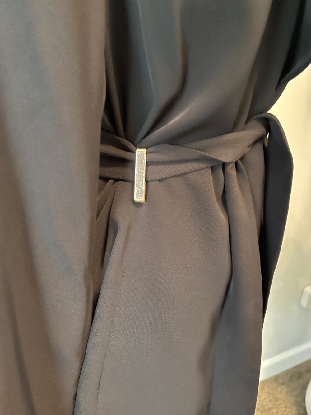 Calvin Klein Draped Waterfall Collar Belted Jacket Fits Sz 8-14 Open Blazer - Picture 7 of 9